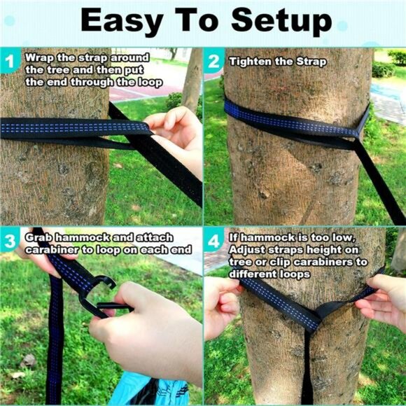 Double Camping Hammock with Tree Straps Lightweight Portable Outdoor Travel - Picture 5 of 7